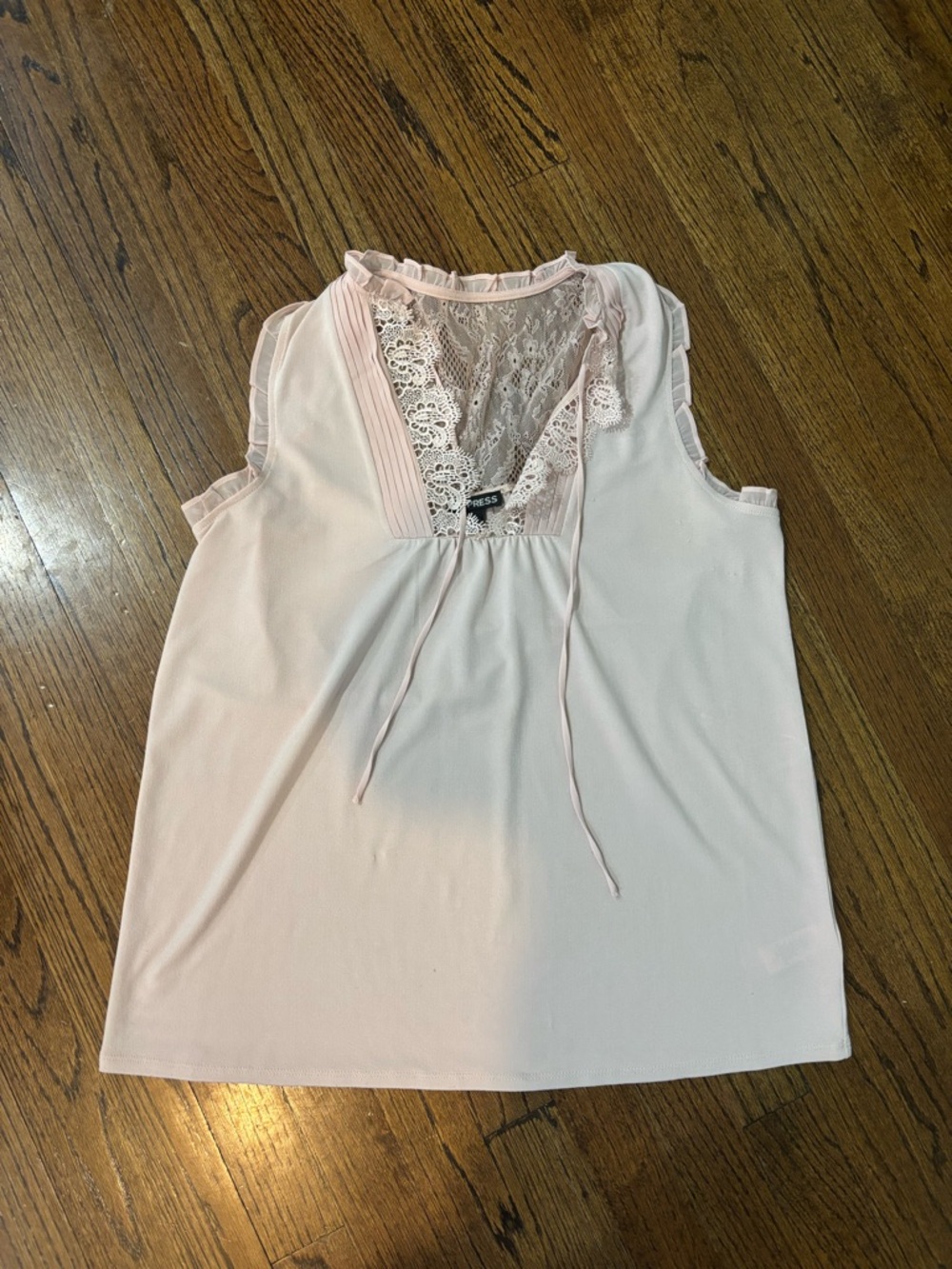 Express Blush Pink Lace Trim Tank Top